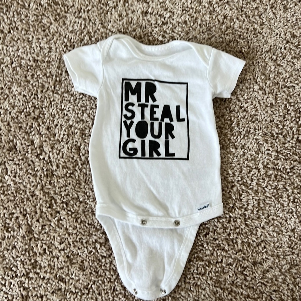 Mr. Steal Your Girl onesie, size 0-3m